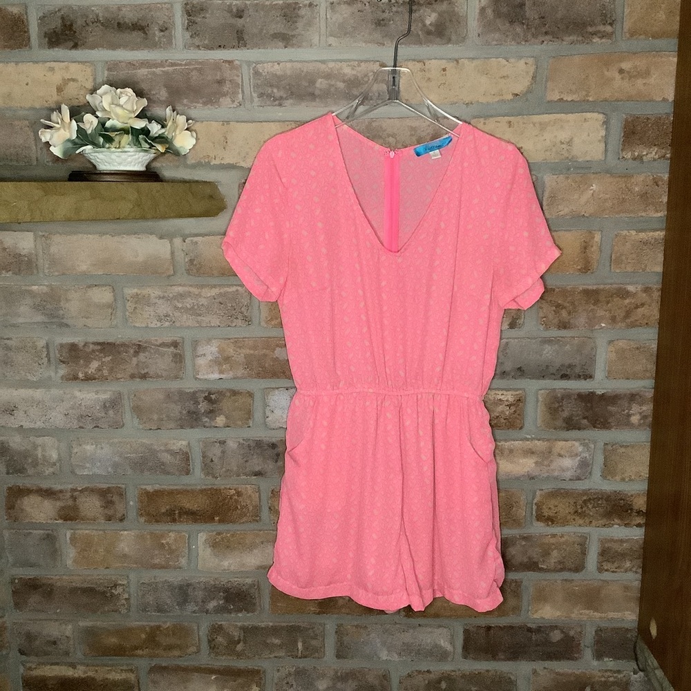 BUTTONS Geometric Print Neon Pink Romper 134